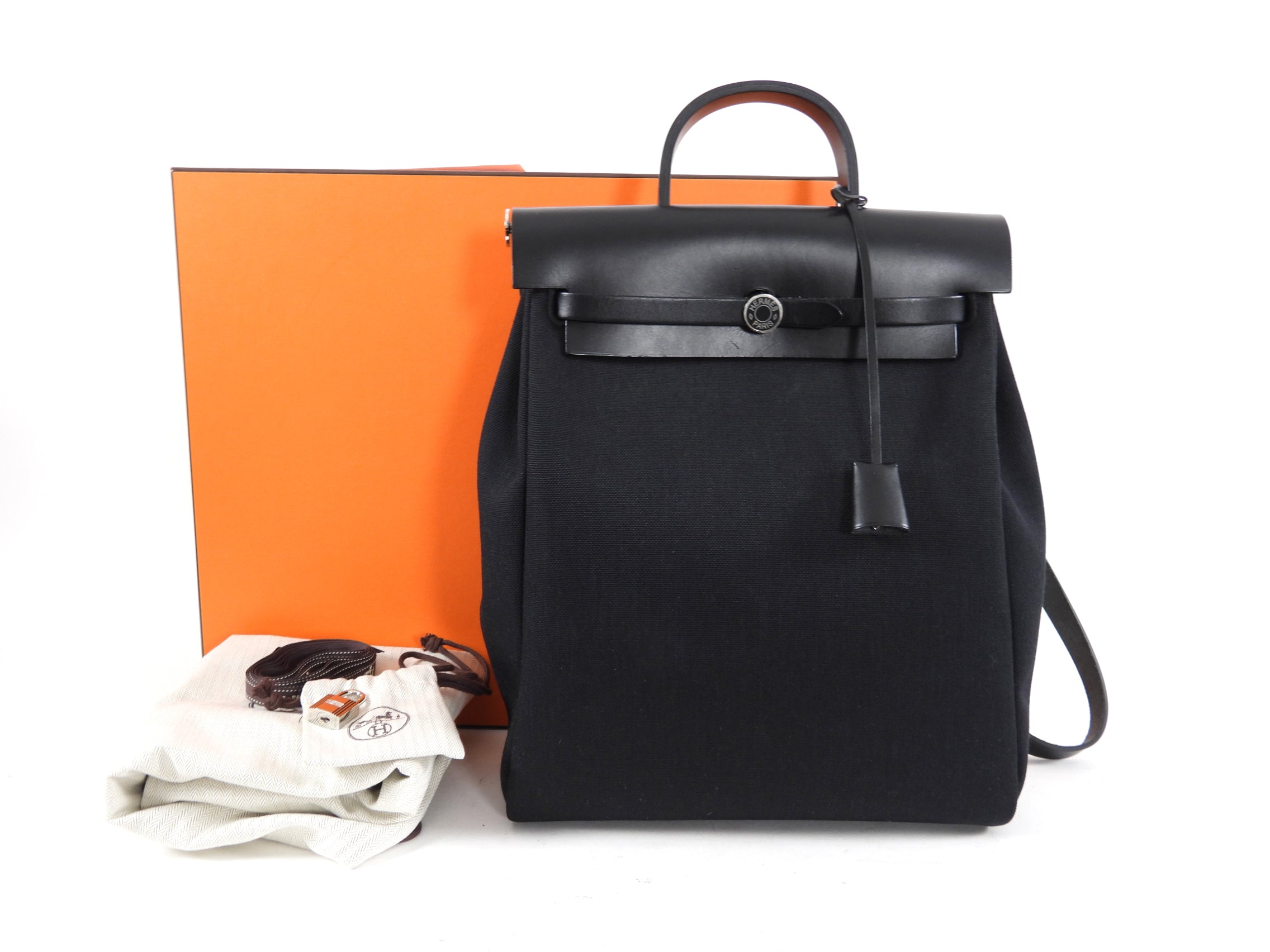 Hermes Black Herbag A Dos Zip Retourne Backpack