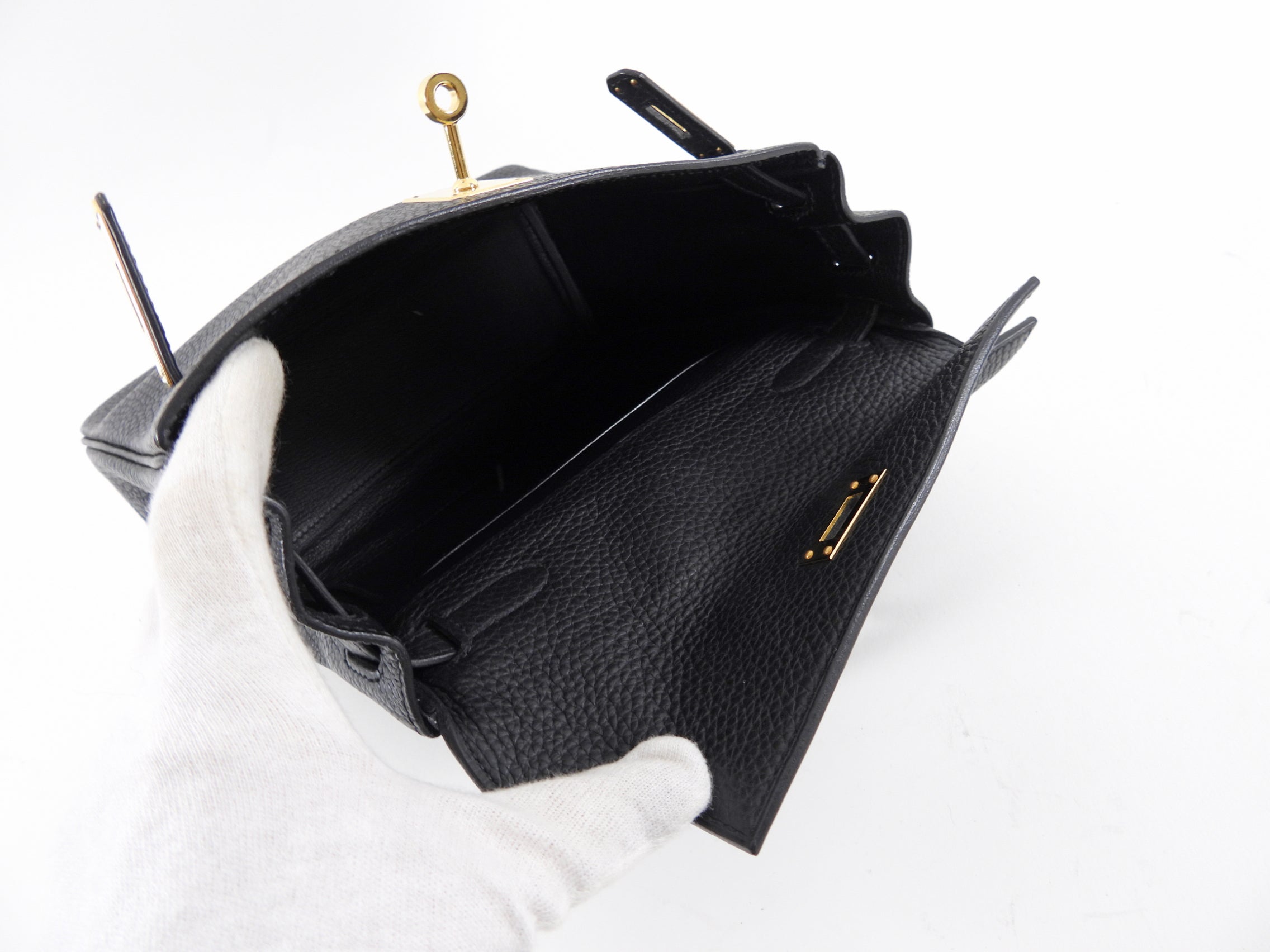 Hermes Black Clemence Noir GHW Sac a Dos Kelly Backpack Bag