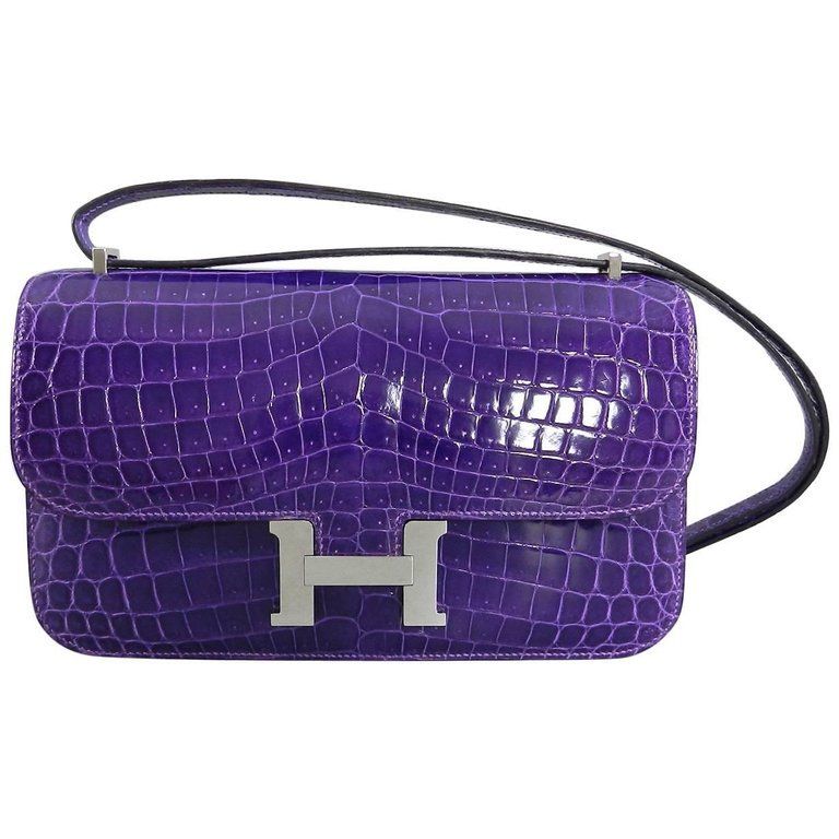 Hermes Ultraviolet Niloticus Crocodile Constance Elan Bag PHW