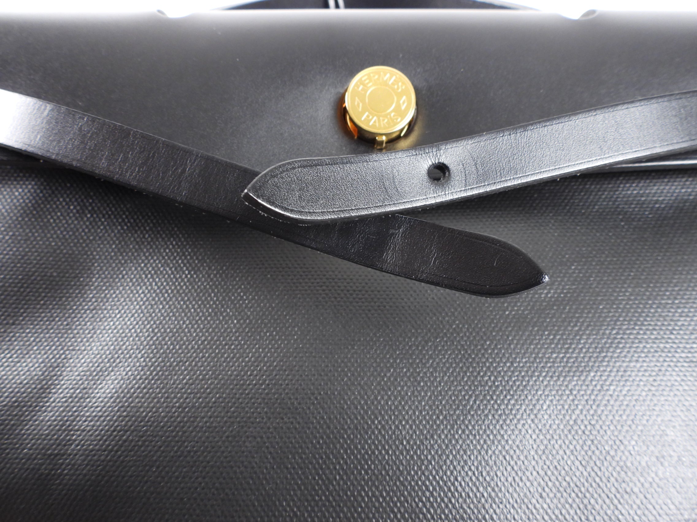 Hermes Herbag Zip 31 Black on Black Coated Canvas and Toile Berline