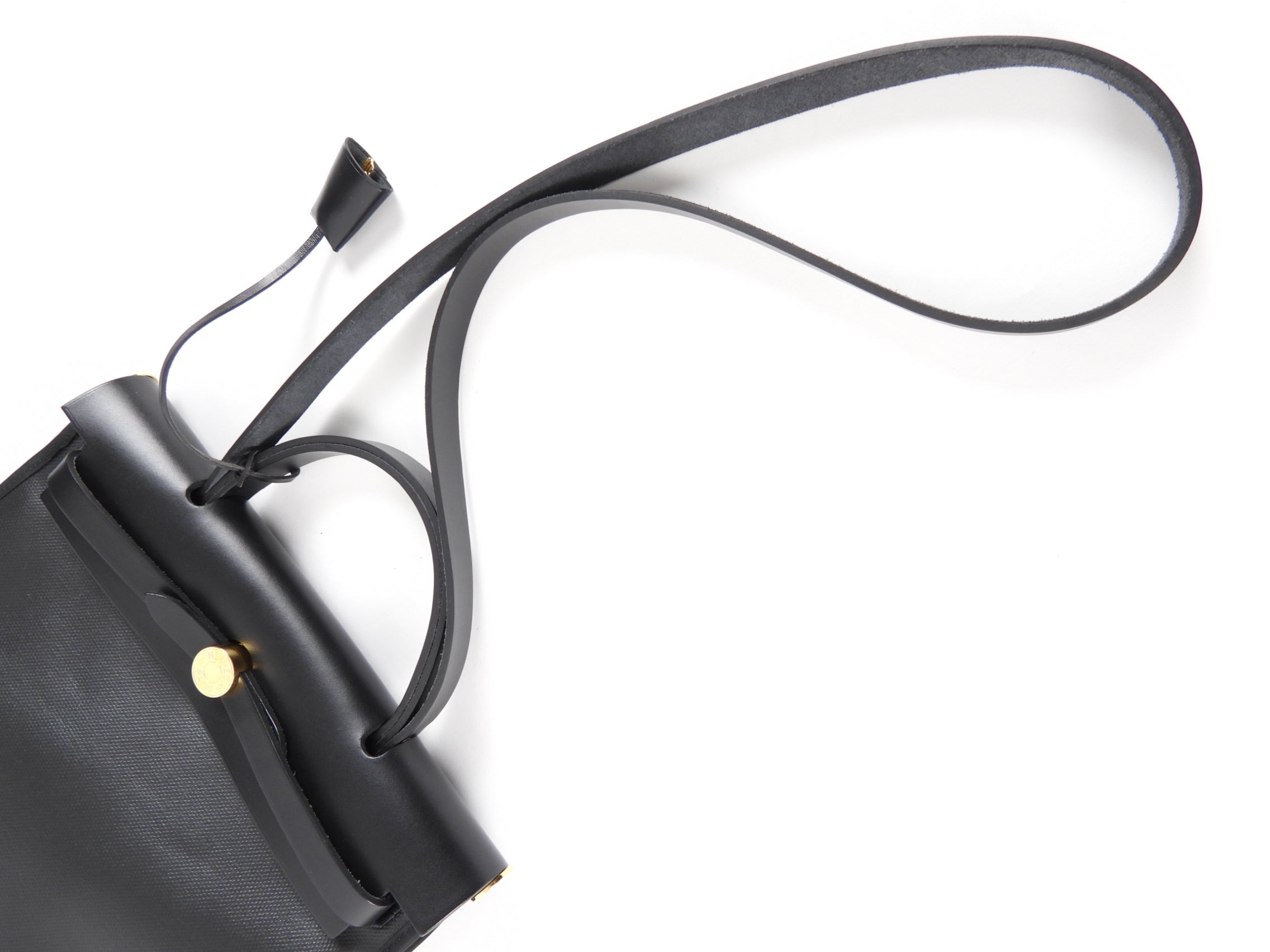 Hermes Herbag Zip 31 Black on Black Coated Canvas and Toile Berline