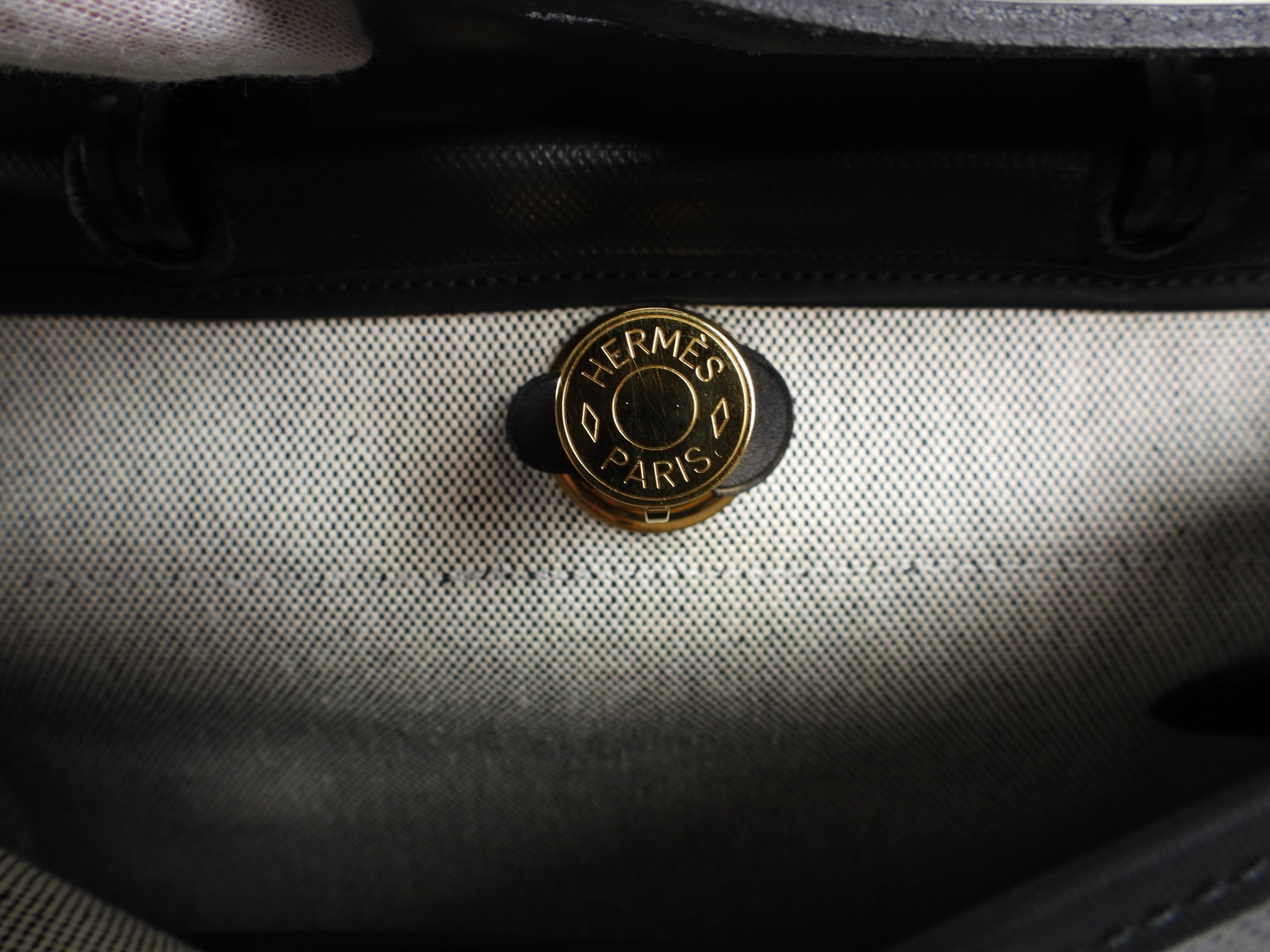 Hermes Herbag Zip 31 Black on Black Coated Canvas and Toile Berline