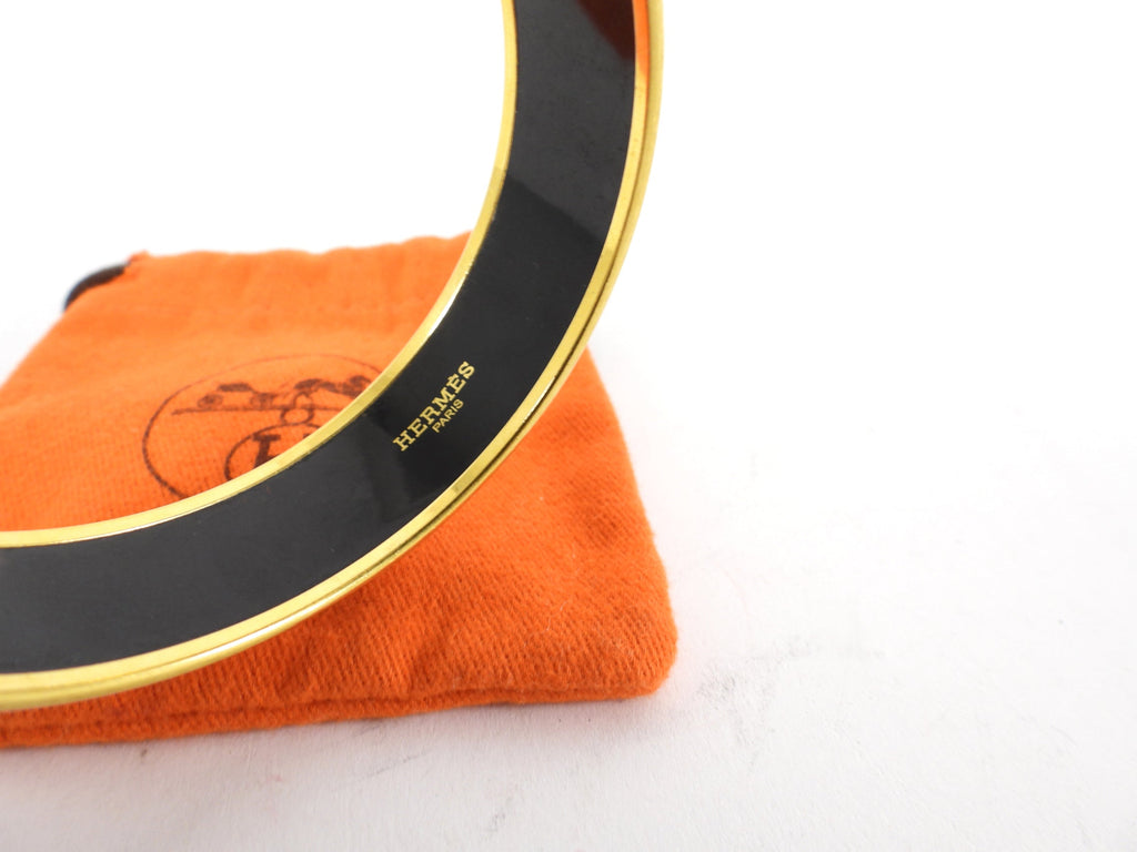 Hermes White and Gold Balcons du Guadalquivir Wide Bangle GHW