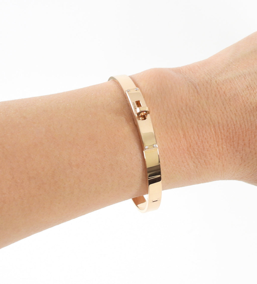 Hermes 18k Rose Gold Kelly Small Model Bracelet - Size SH / S
