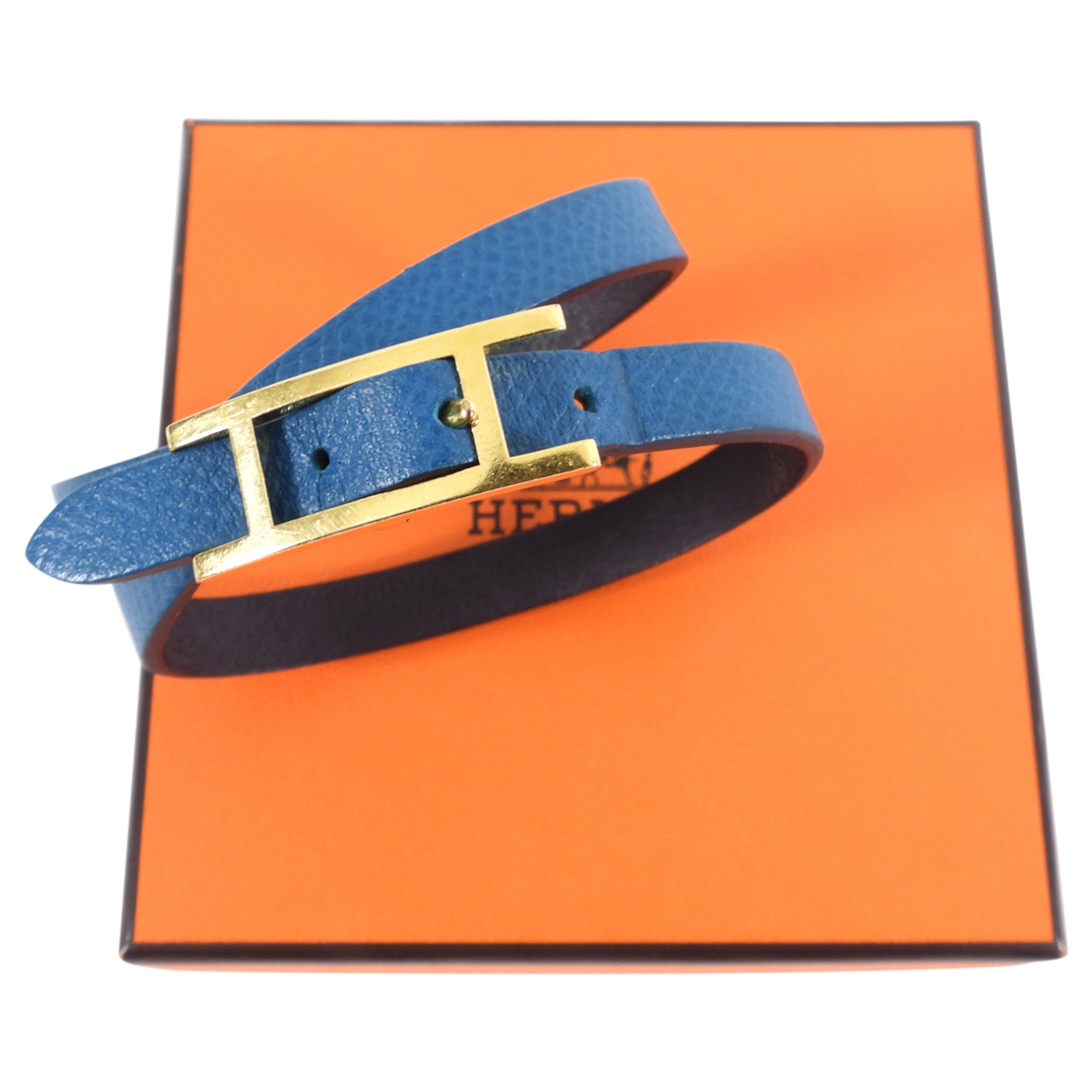 Hermes Behapi Double Tour Deep Blue / Brown Bracelet