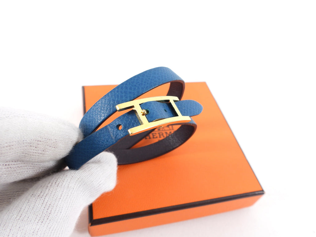 Hermes Behapi Double Tour Deep Blue / Brown Bracelet