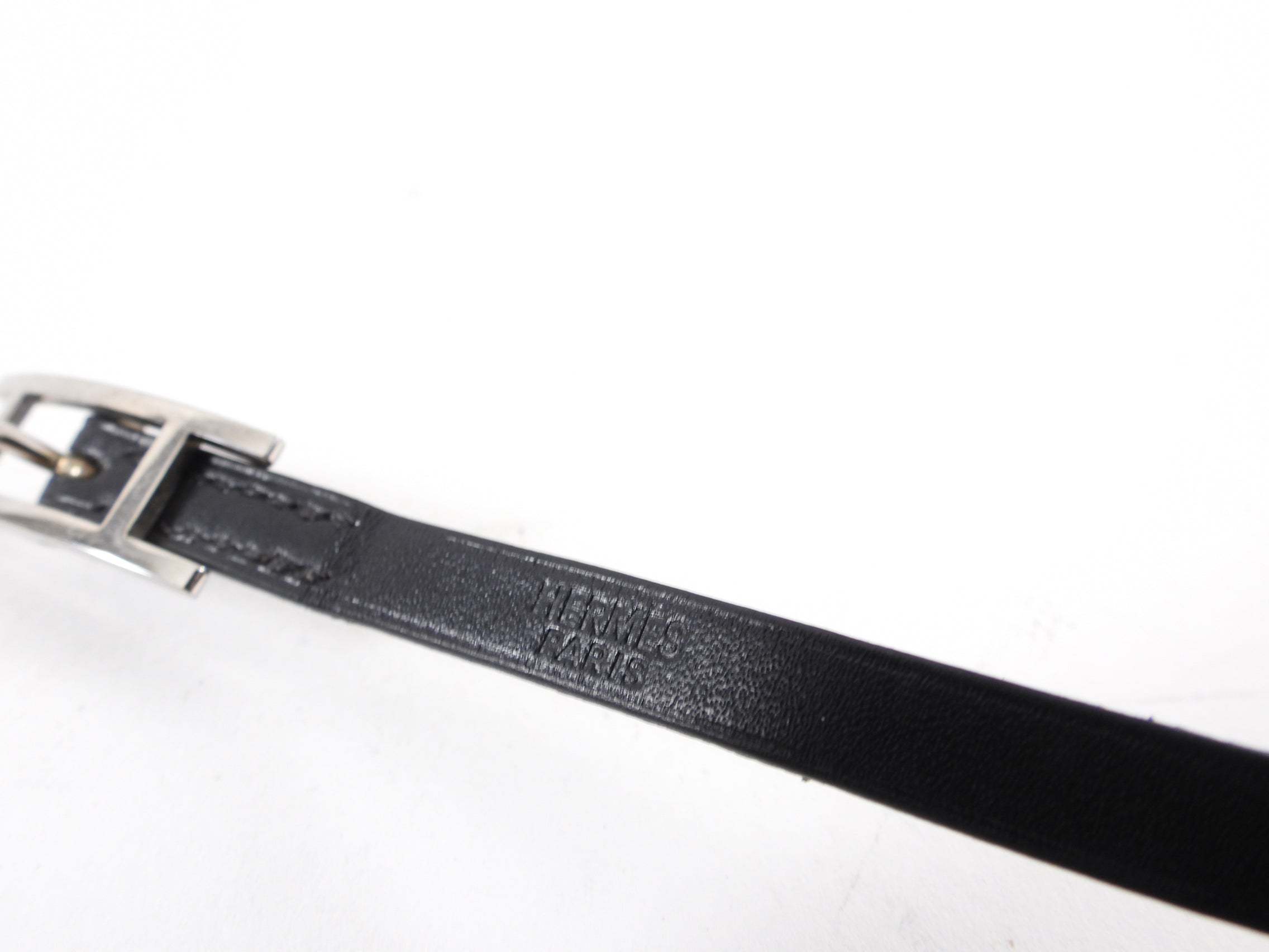 Hermes Behapi Black Leather Quad Tour Bracelet PHW