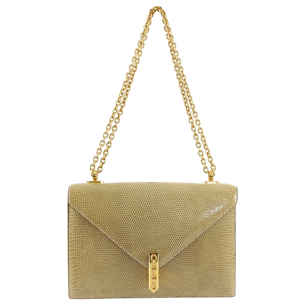 Hermes Vintage 1980’s Alcazar Beige Lizard Chain Shoulder Bag
