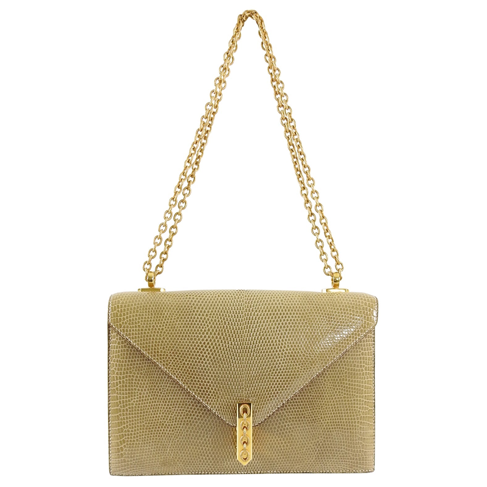 Hermes Vintage 1980’s Alcazar Beige Lizard Chain Shoulder Bag