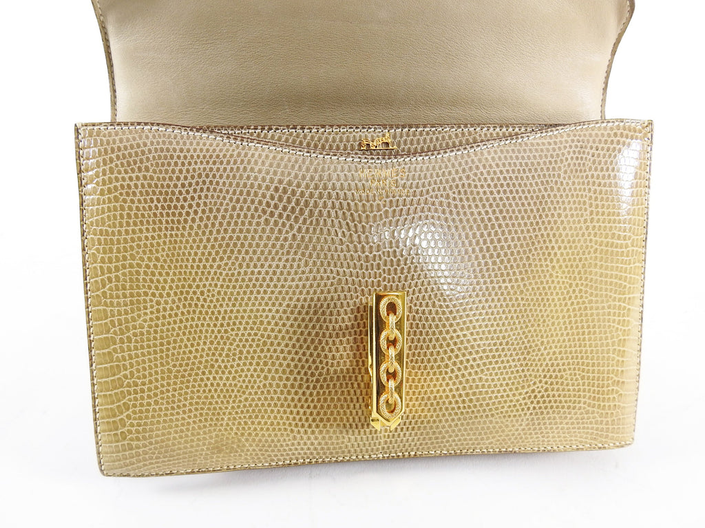 Hermes Vintage 1980’s Alcazar Beige Lizard Chain Shoulder Bag