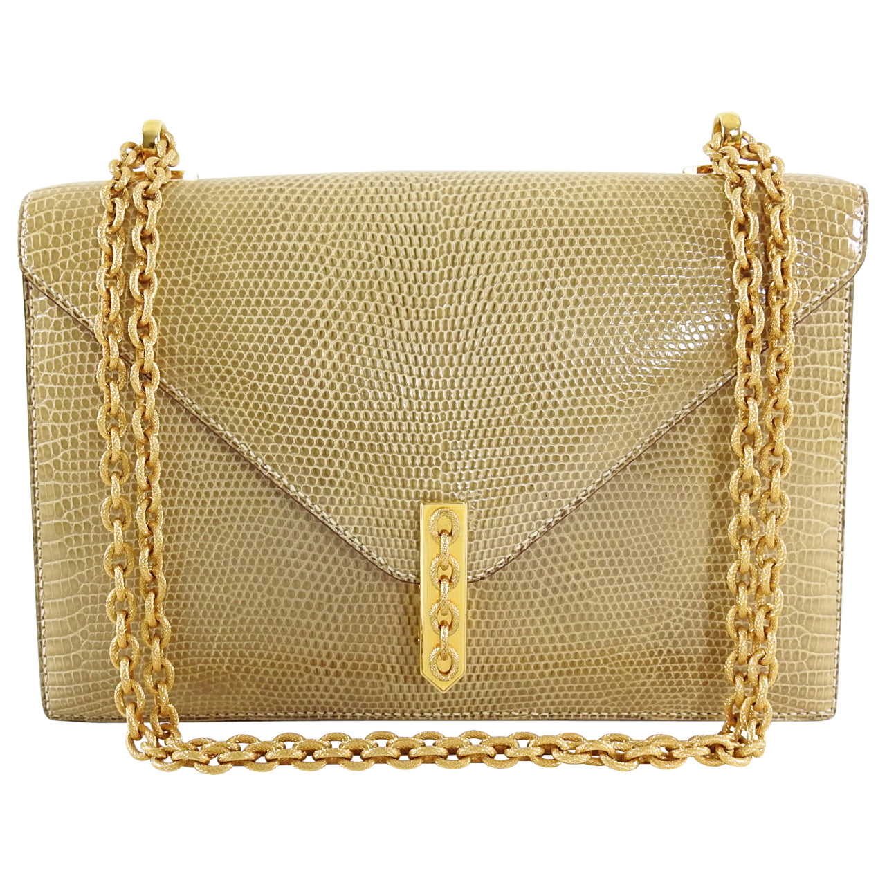 Hermes Vintage 1980’s Alcazar Beige Lizard Chain Shoulder Bag