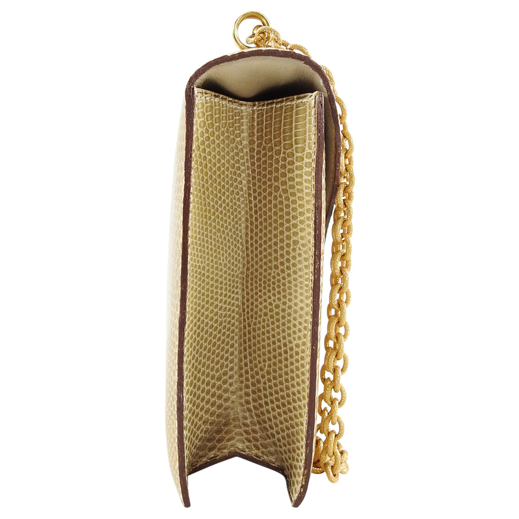 Hermes Vintage 1980’s Alcazar Beige Lizard Chain Shoulder Bag