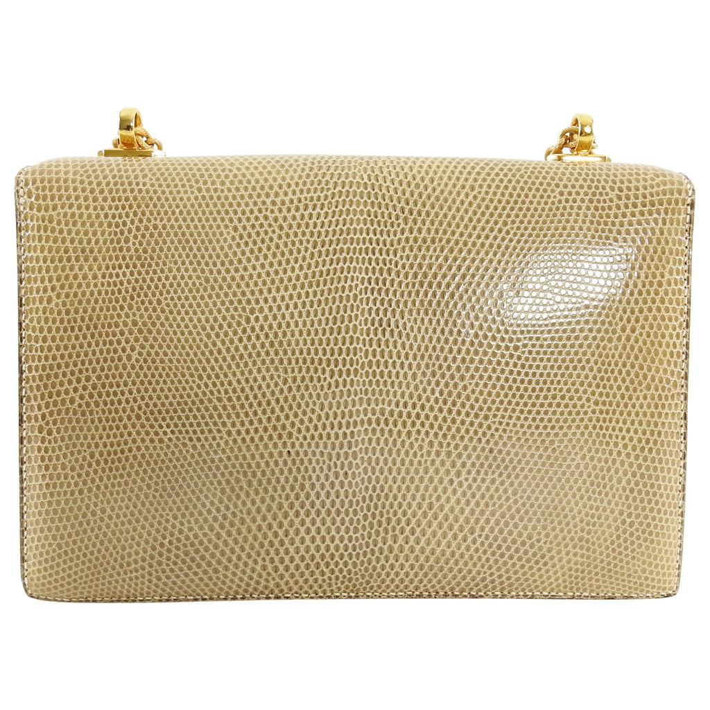Hermes Vintage 1980’s Alcazar Beige Lizard Chain Shoulder Bag