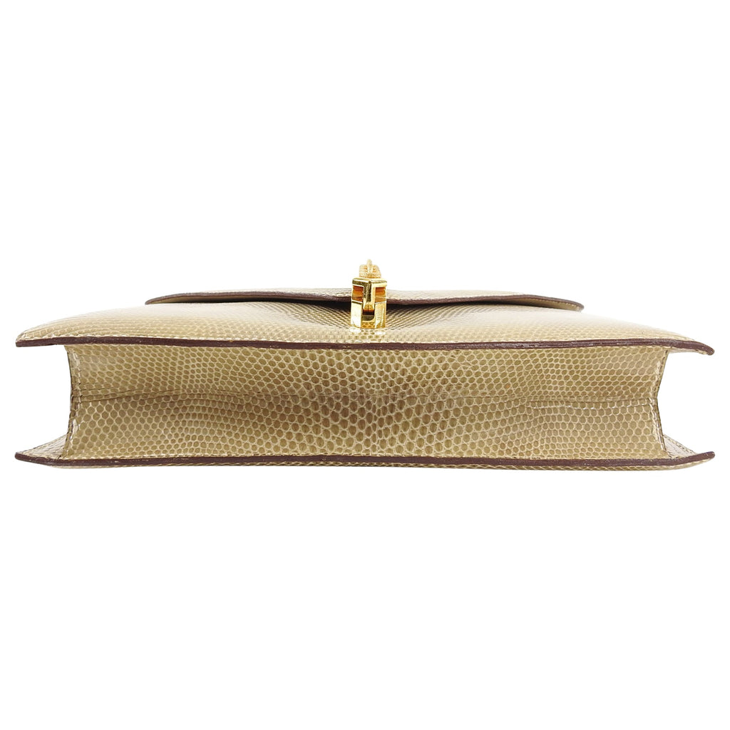 Hermes Vintage 1980’s Alcazar Beige Lizard Chain Shoulder Bag