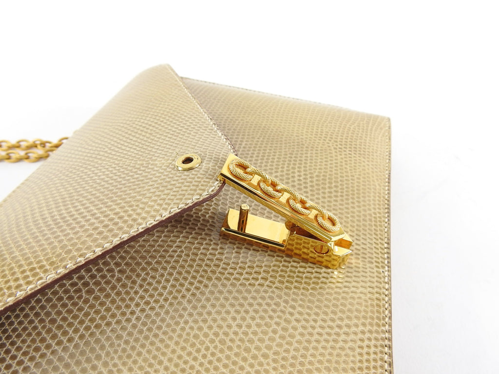 Hermes Vintage 1980’s Alcazar Beige Lizard Chain Shoulder Bag