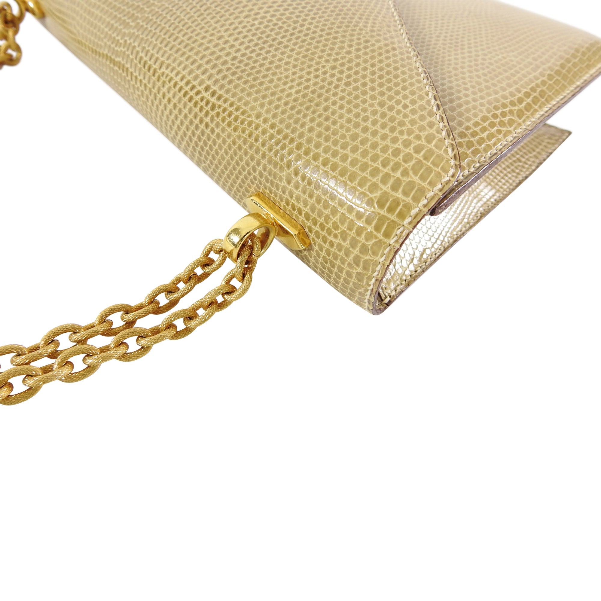 Hermes Vintage 1980’s Alcazar Beige Lizard Chain Shoulder Bag