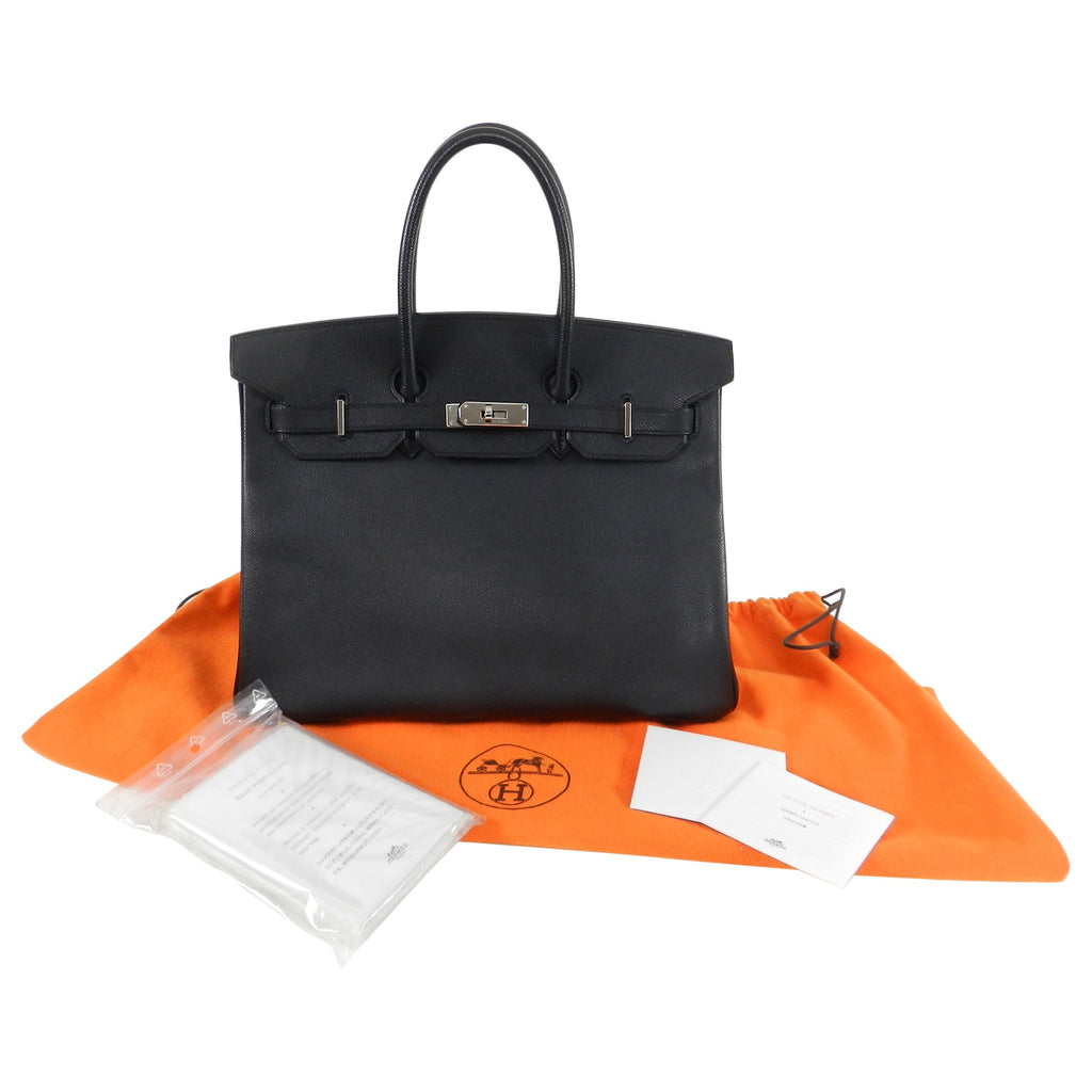 Hermes Birkin 35 Black Epsom Silver Hardware