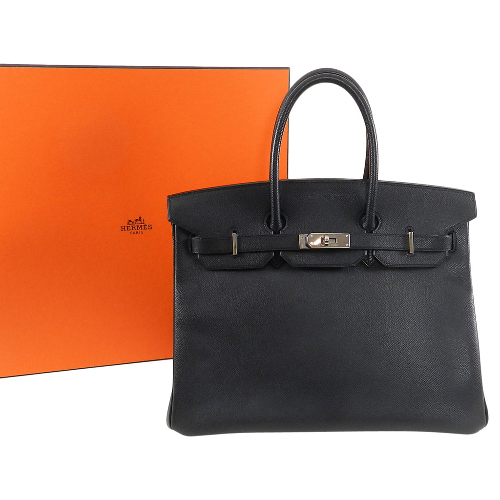 Hermes Birkin 35 Black Epsom Silver Hardware
