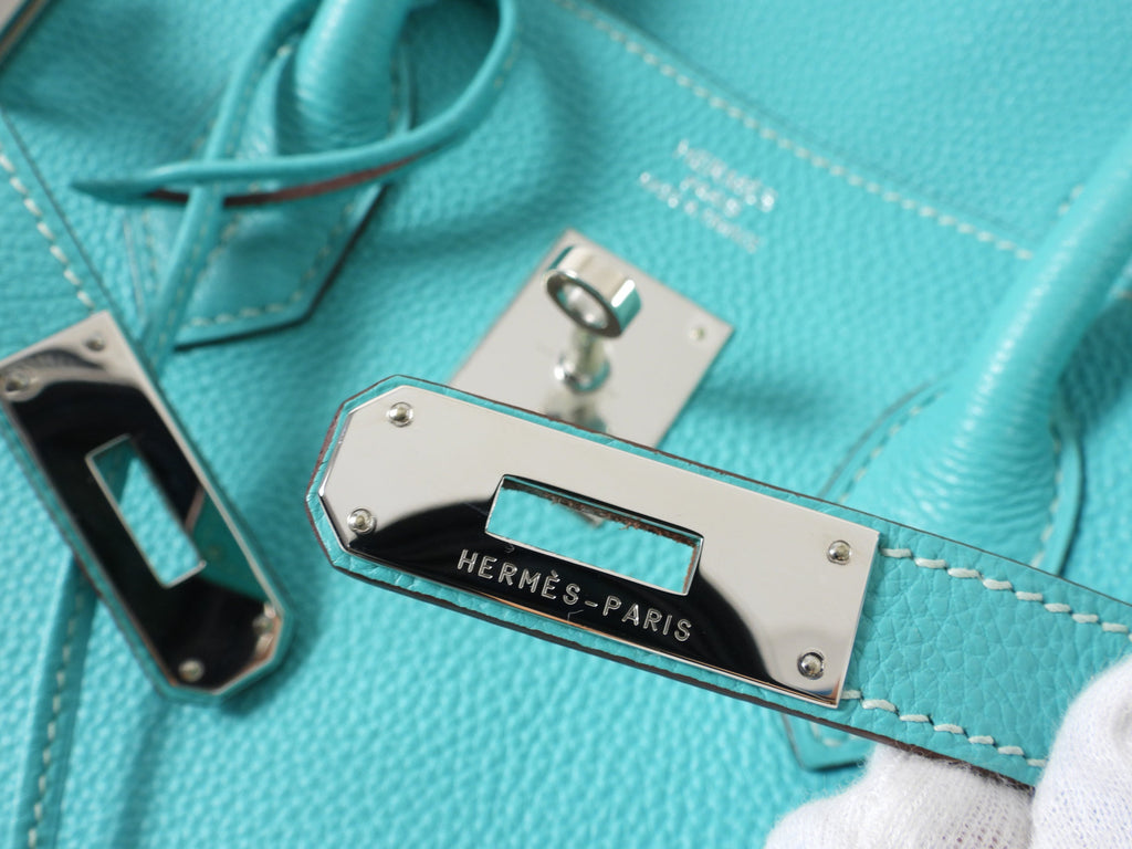 Hermes Birkin 35 PHW Togo Bleu Lagon / Blue Lagoon Bag