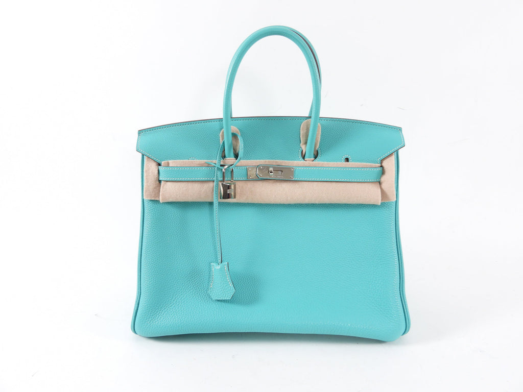 Hermes Birkin 35 PHW Togo Bleu Lagon / Blue Lagoon Bag