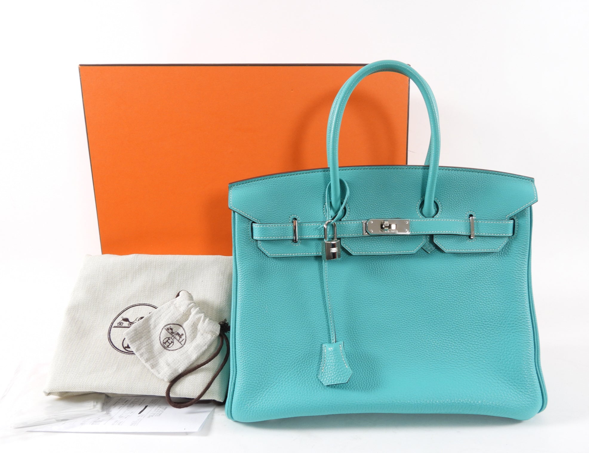 Hermes Birkin 35 PHW Togo Bleu Lagon / Blue Lagoon Bag