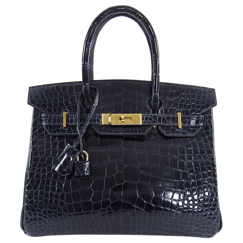 Hermes Vintage 2001 Bleu Marine Aligator Birkin 30cm Bag GHW