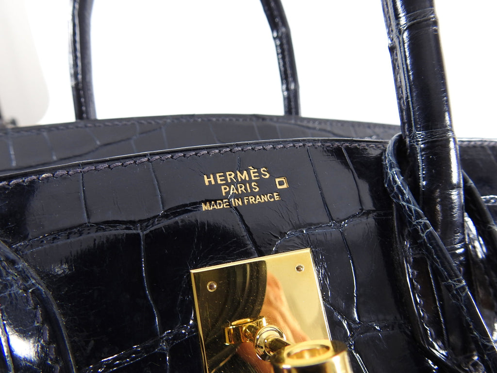 Hermes Vintage 2001 Bleu Marine Aligator Birkin 30cm Bag GHW
