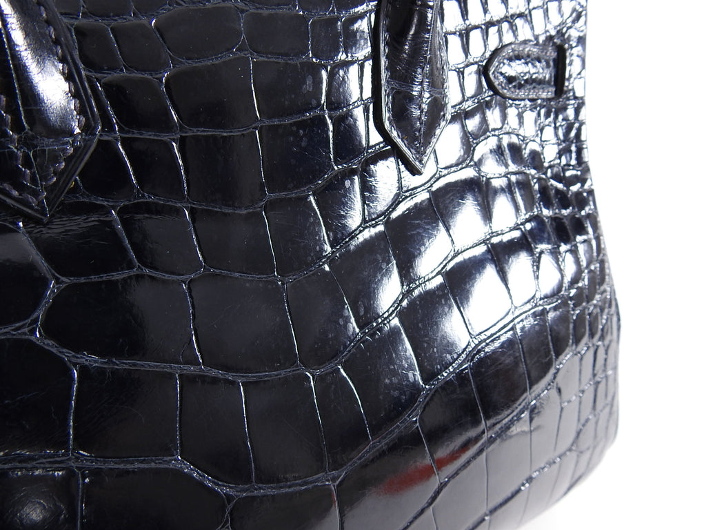 Hermes Vintage 2001 Bleu Marine Aligator Birkin 30cm Bag GHW