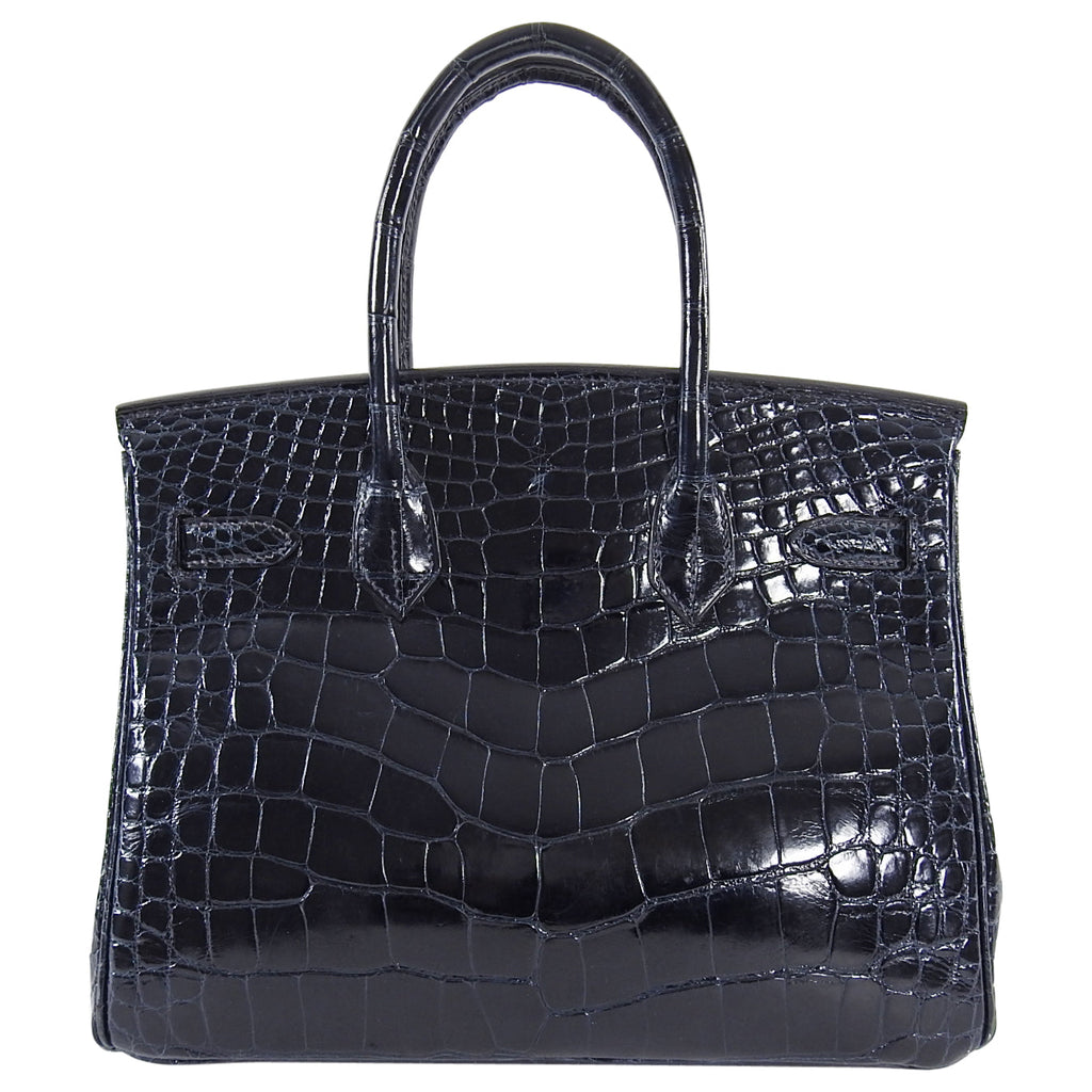 Hermes Vintage 2001 Bleu Marine Aligator Birkin 30cm Bag GHW