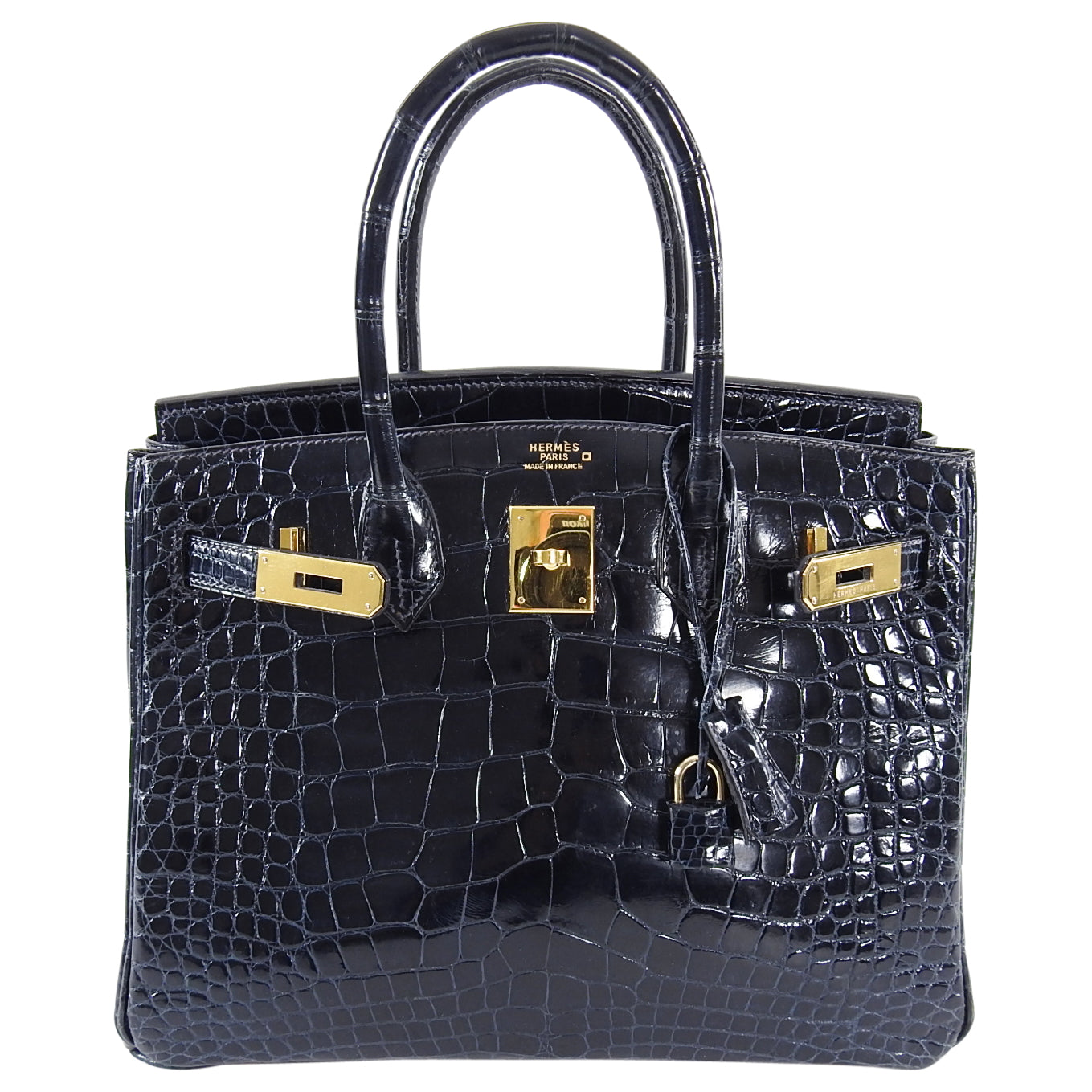 Hermes Vintage 2001 Bleu Marine Aligator Birkin 30cm Bag GHW