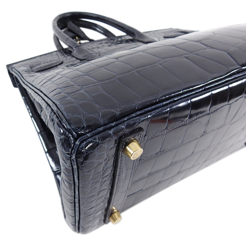 Hermes Vintage 2001 Bleu Marine Aligator Birkin 30cm Bag GHW