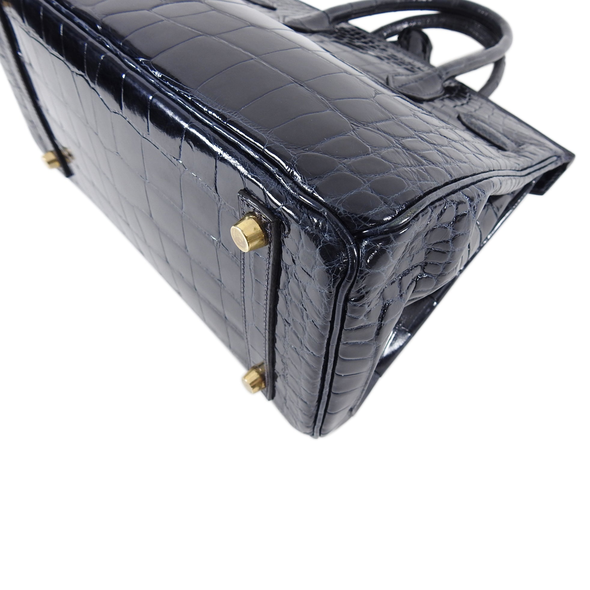 Hermes Vintage 2001 Bleu Marine Aligator Birkin 30cm Bag GHW