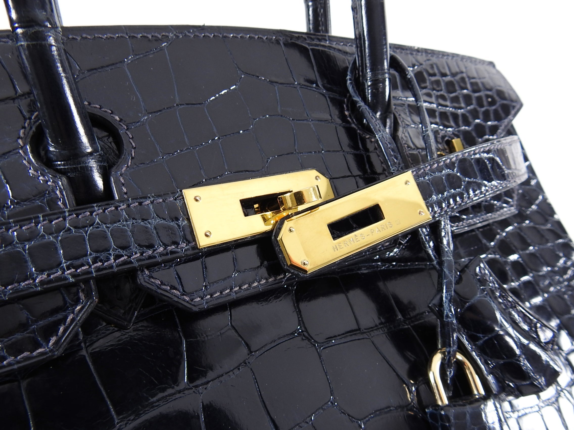 Hermes Vintage 2001 Bleu Marine Aligator Birkin 30cm Bag GHW