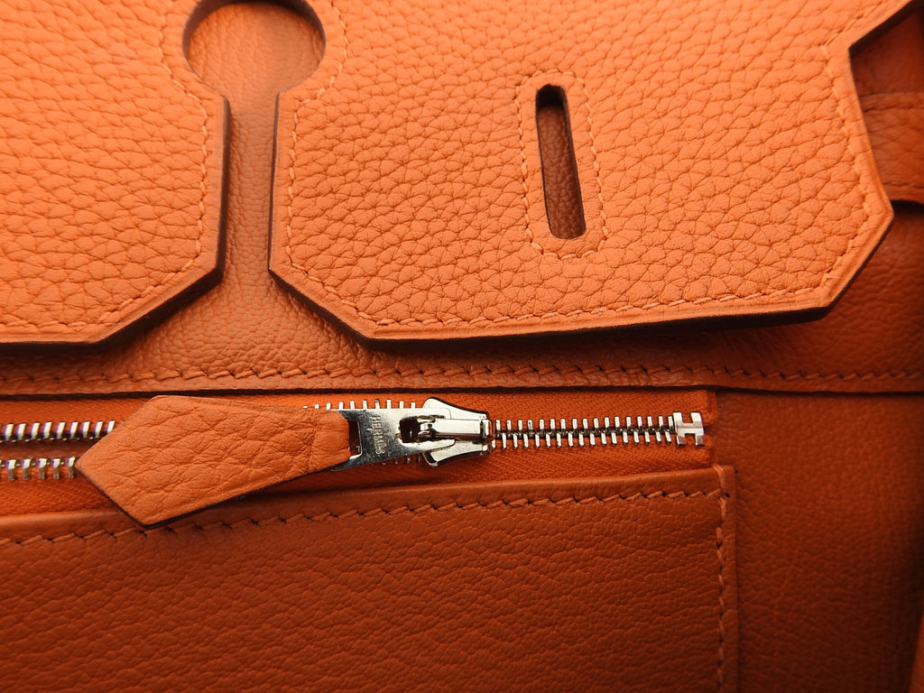 Hermes Birkin 35 Bag in Orange Clemence Palladium