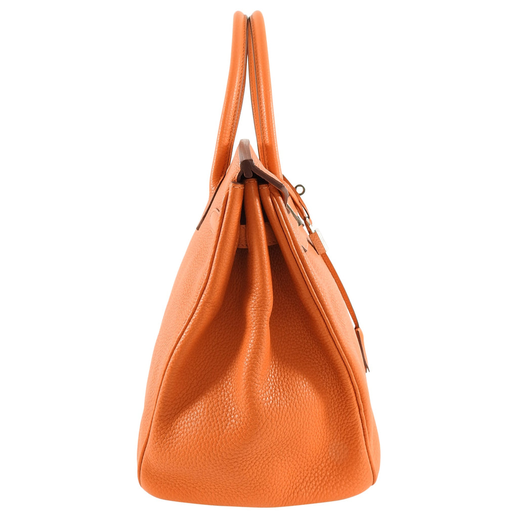 Hermes Birkin 35 Bag in Orange Clemence Palladium
