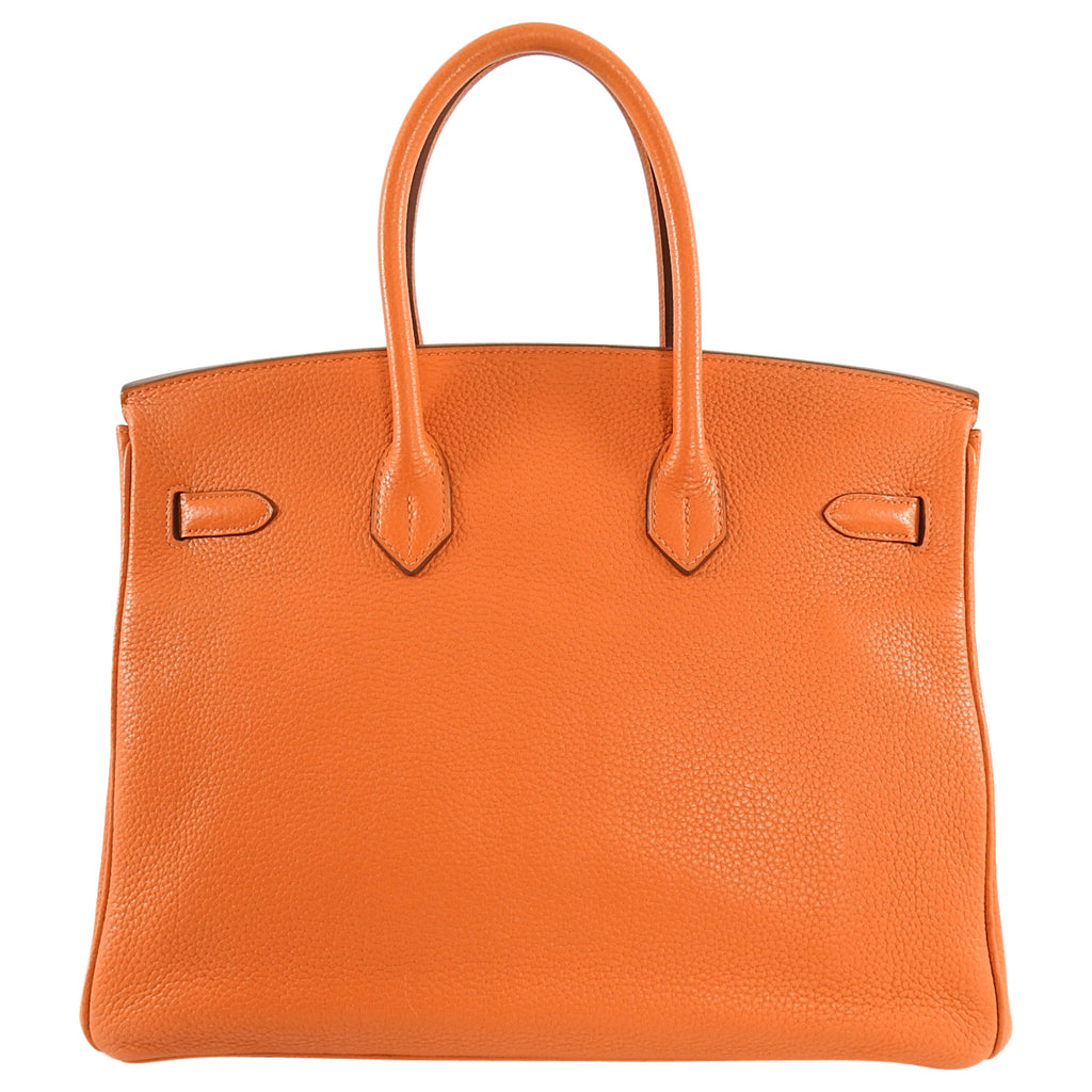 Hermes Birkin 35 Bag in Orange Clemence Palladium