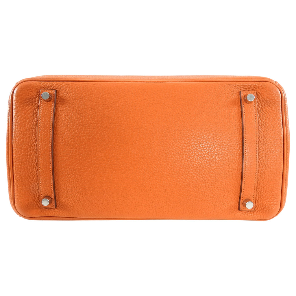 Hermes Birkin 35 Bag in Orange Clemence Palladium