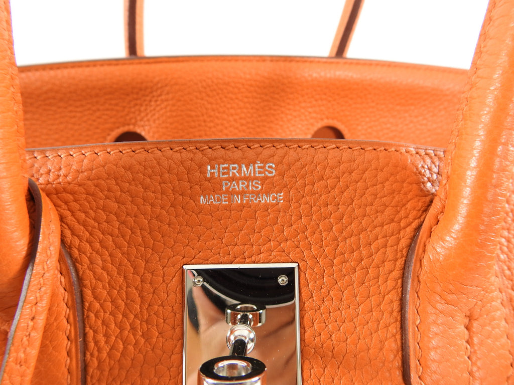 Hermes Birkin 35 Bag in Orange Clemence Palladium