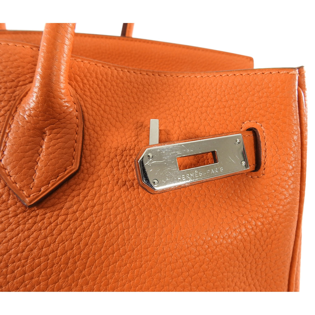 Hermes Birkin 35 Bag in Orange Clemence Palladium