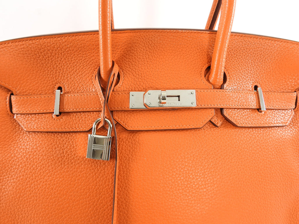 Hermes Birkin 35 Bag in Orange Clemence Palladium