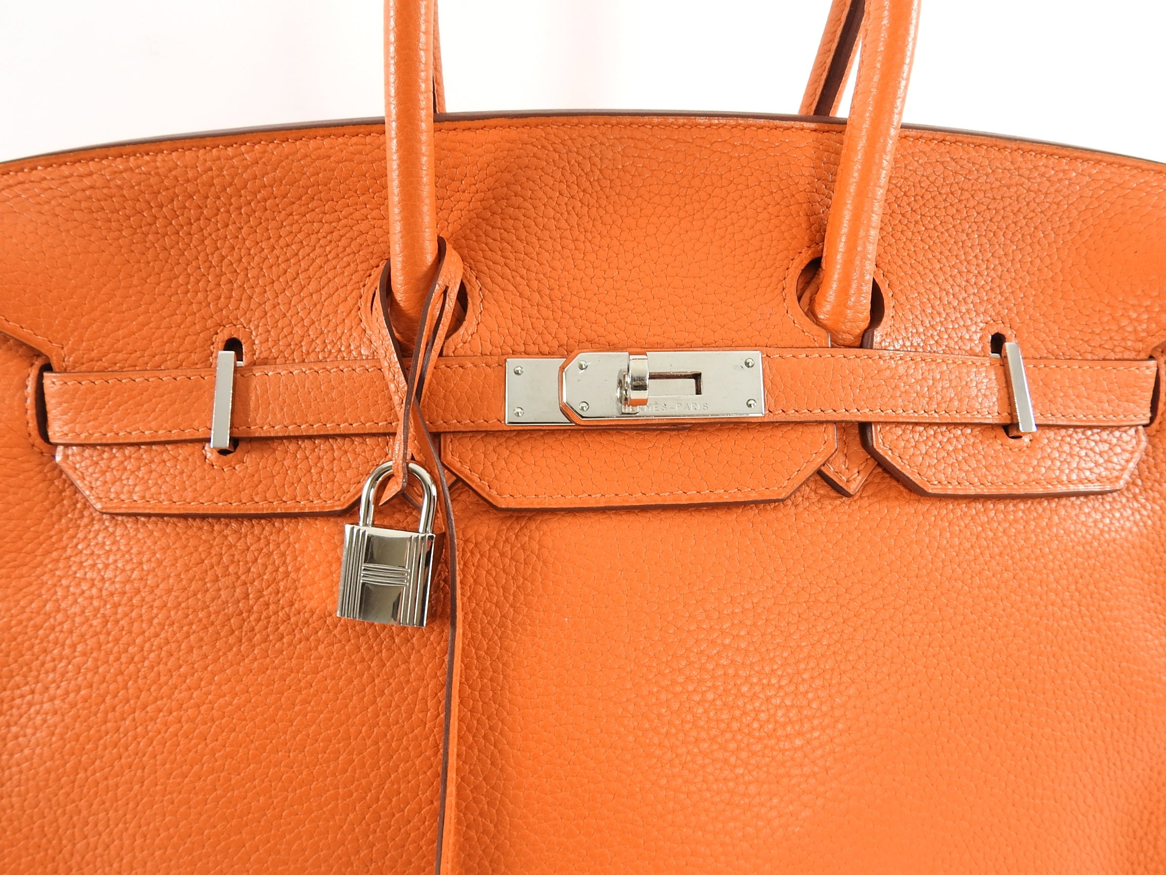 Hermes Birkin 35 Bag in Orange Clemence Palladium