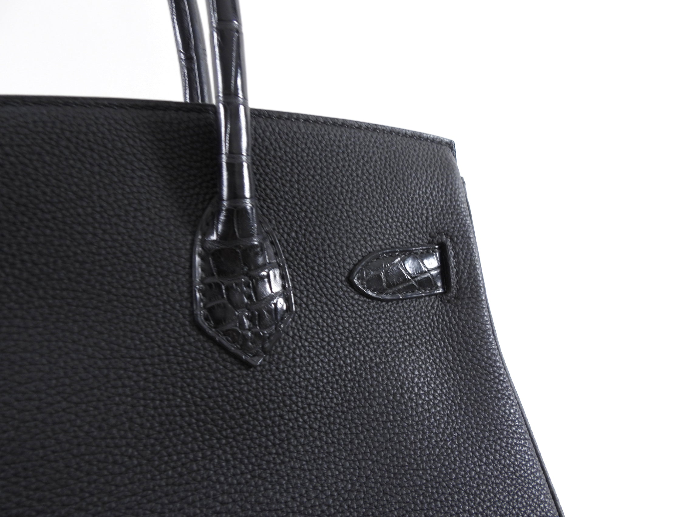 Hermes 2019 Black Noir Birkin 30cm Touch Alligator Togo Bag
