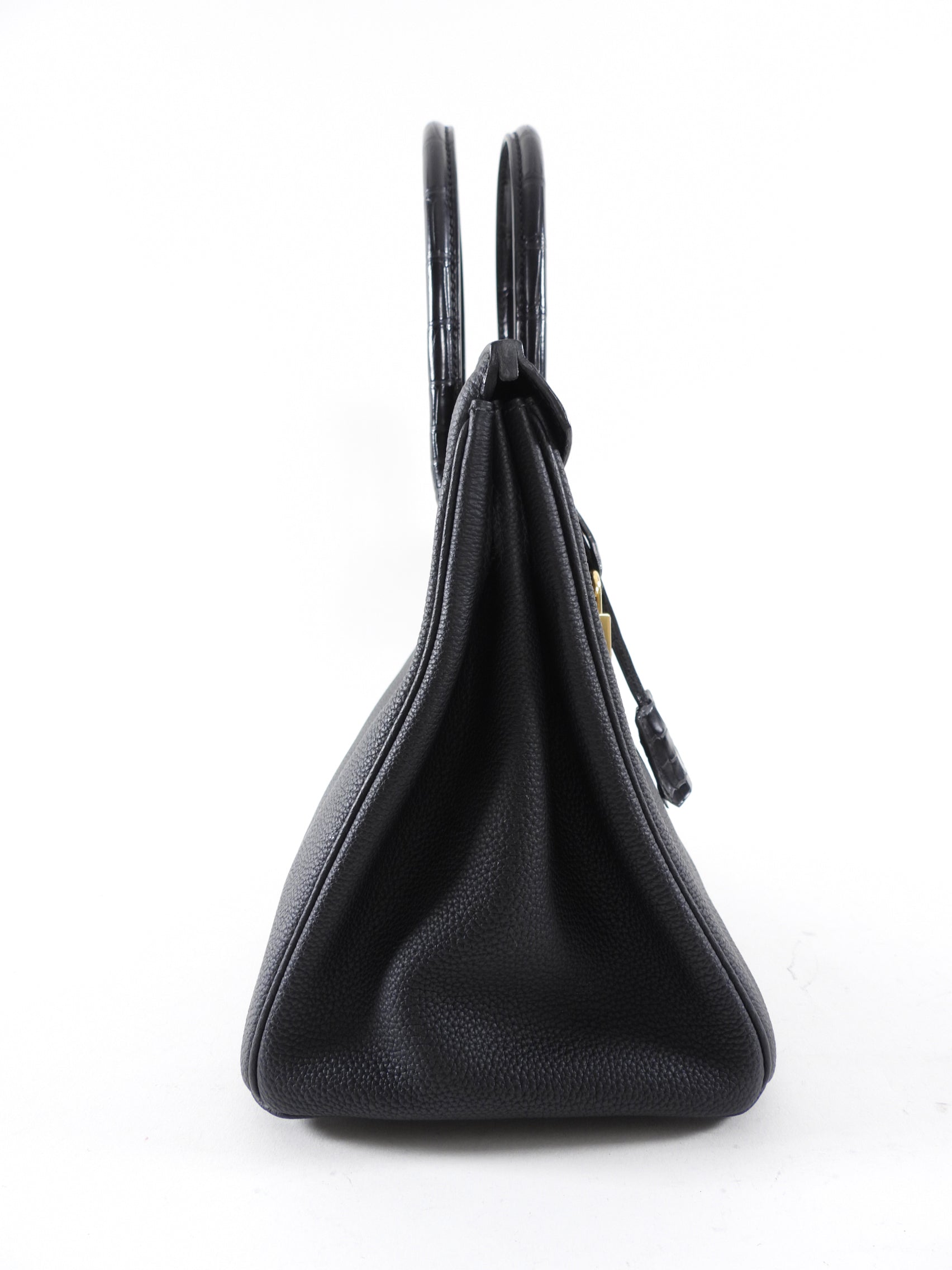 Hermes 2019 Black Noir Birkin 30cm Touch Alligator Togo Bag