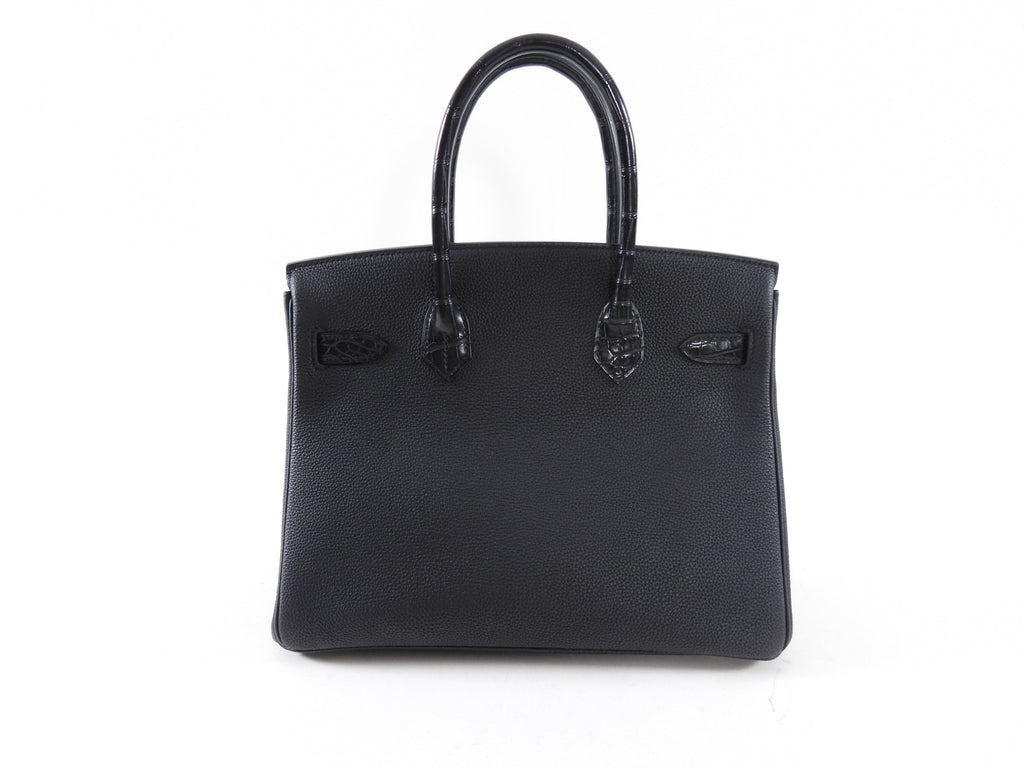 Hermes 2019 Black Noir Birkin 30cm Touch Alligator Togo Bag