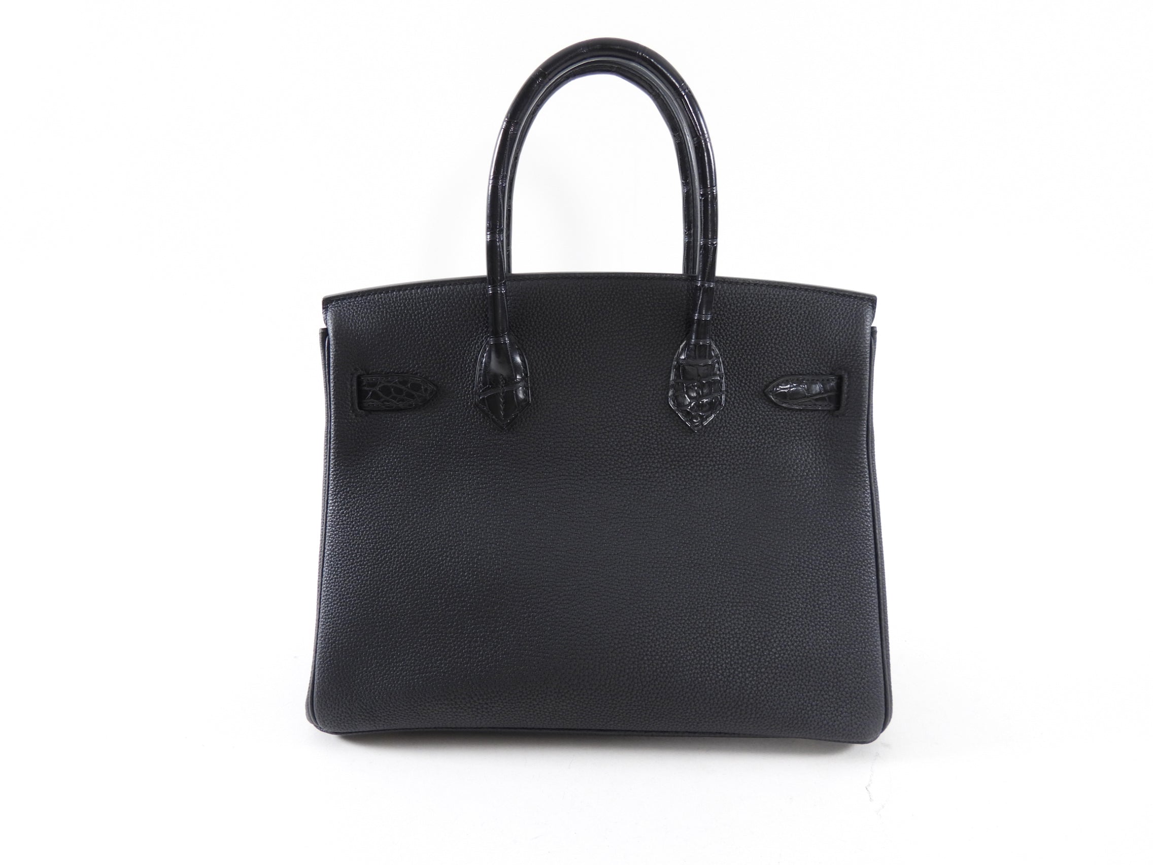 Hermes 2019 Black Noir Birkin 30cm Touch Alligator Togo Bag