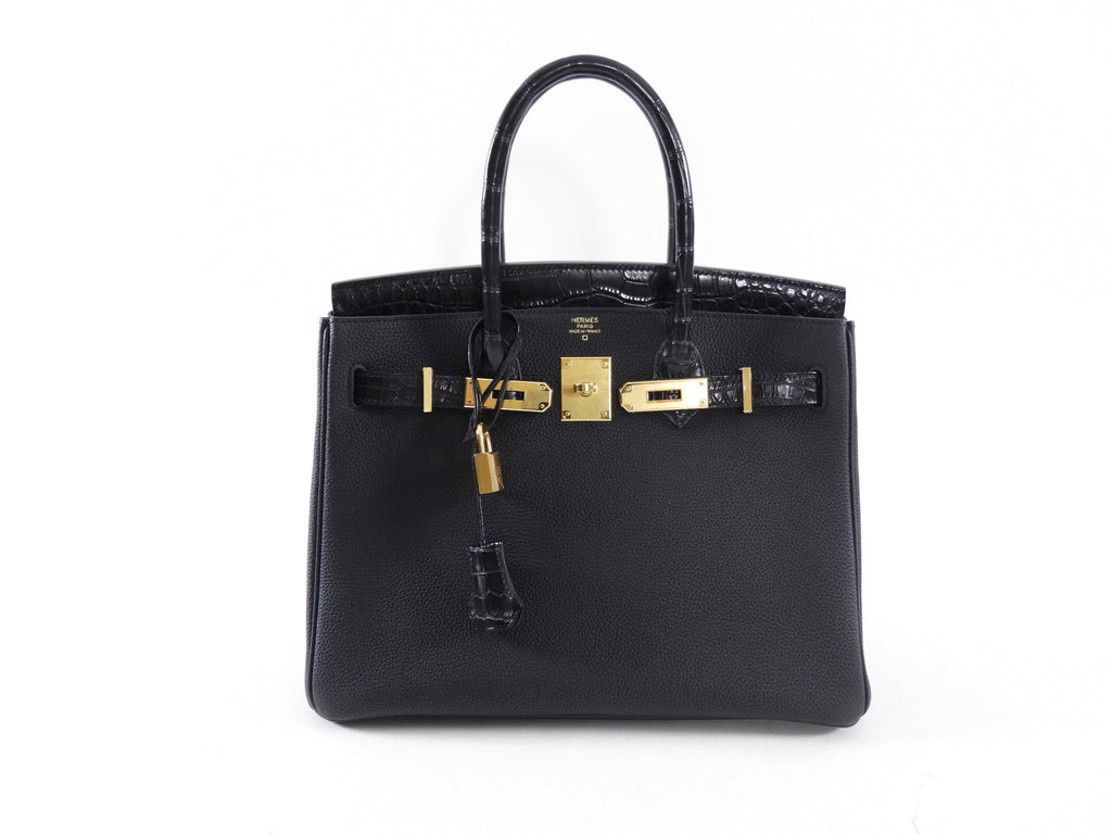 Hermes 2019 Black Noir Birkin 30cm Touch Alligator Togo Bag
