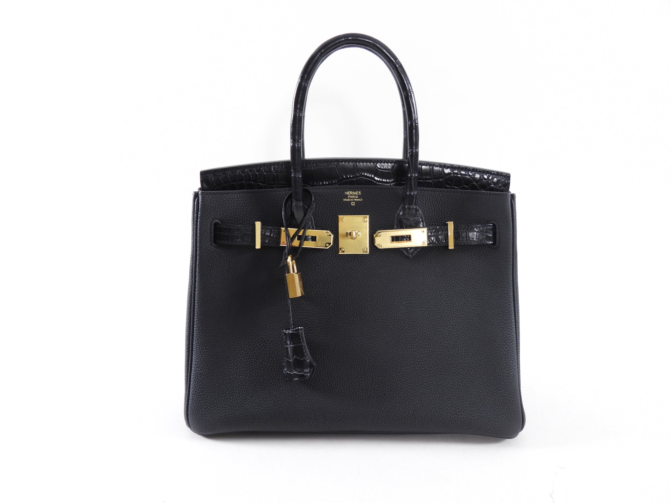 Hermes 2019 Black Noir Birkin 30cm Touch Alligator Togo Bag