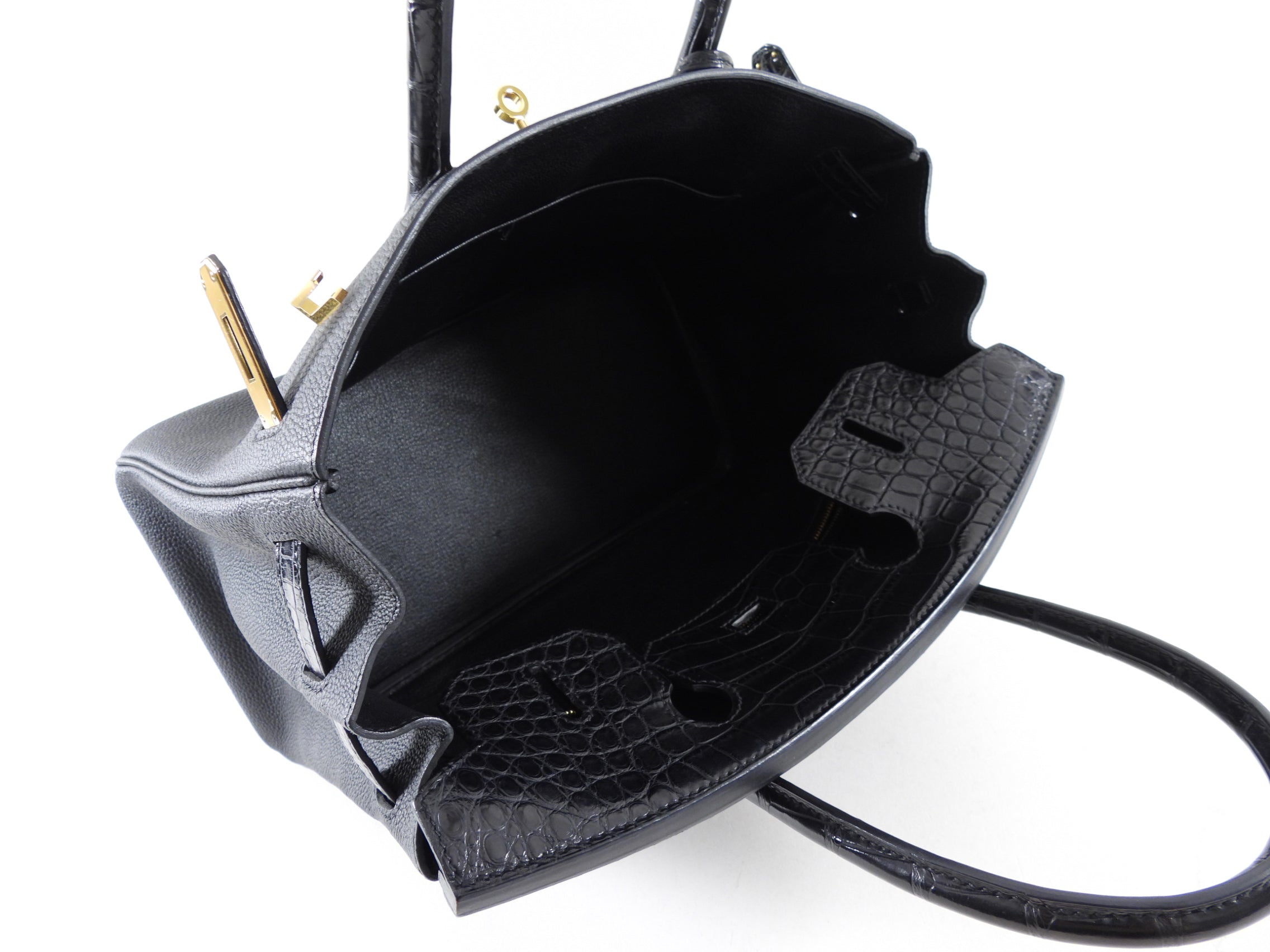 Hermes 2019 Black Noir Birkin 30cm Touch Alligator Togo Bag