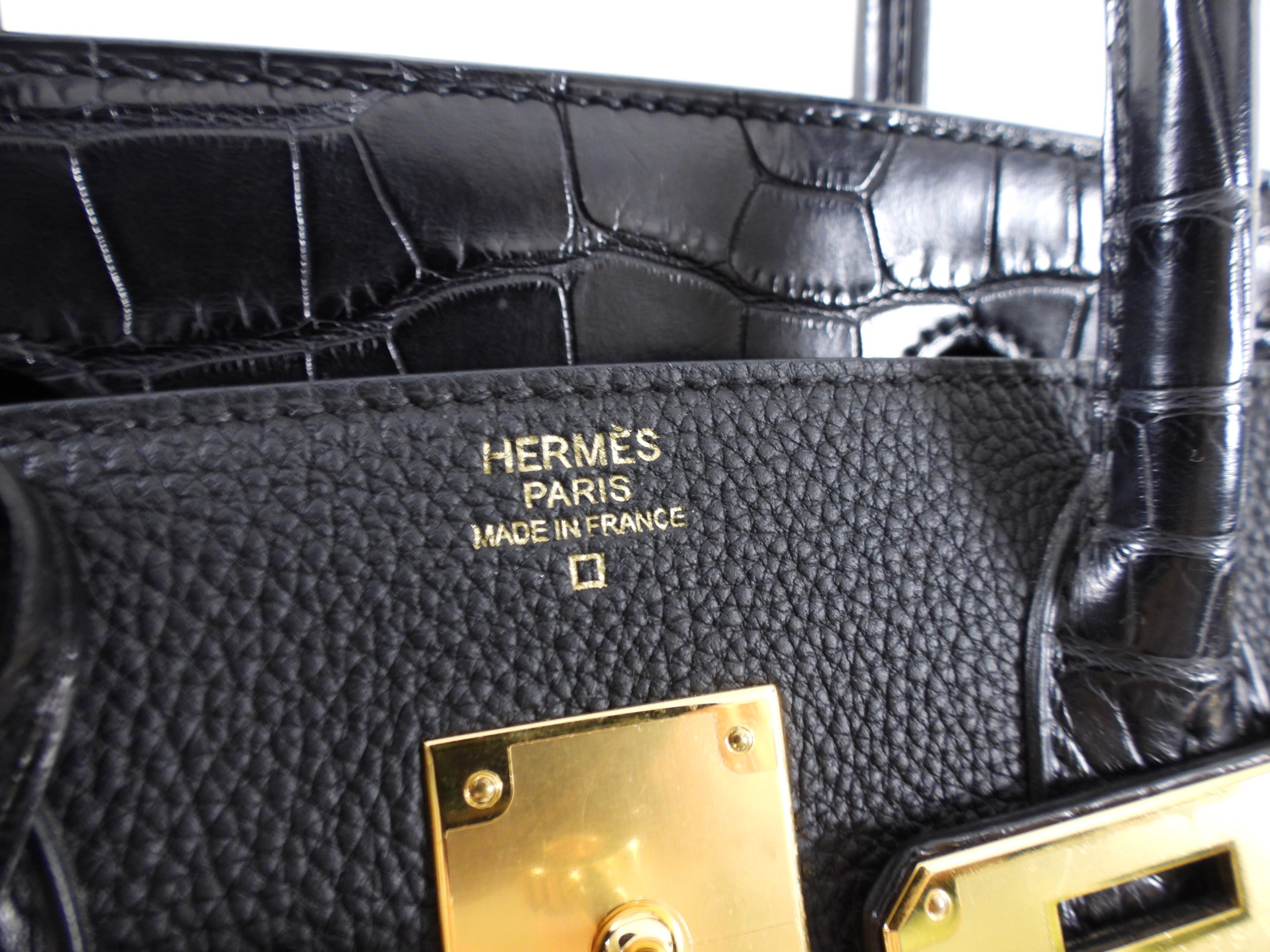 Hermes 2019 Black Noir Birkin 30cm Touch Alligator Togo Bag