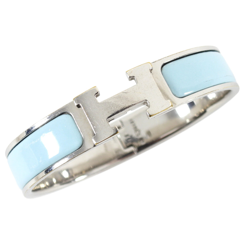 Hermes Clic H Narrow Baby Blue Hinged Bangle Bracelet